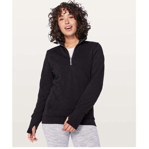 Lululemon Forever Warm Quilted Quarter Zip Pullover Oversized Pockets Logo Sz 4